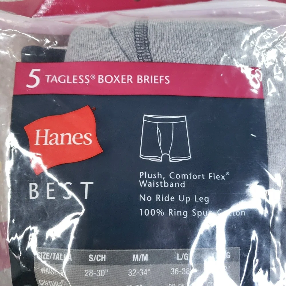 Hanes Boxer Briefs Mens Small 28-30 Gray Black Tagless Cool Comfort‎ Pack of 5